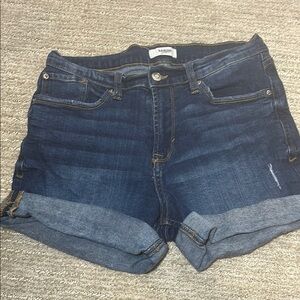 Kensie Blue Jean Shorts High-Waisted Cuffed